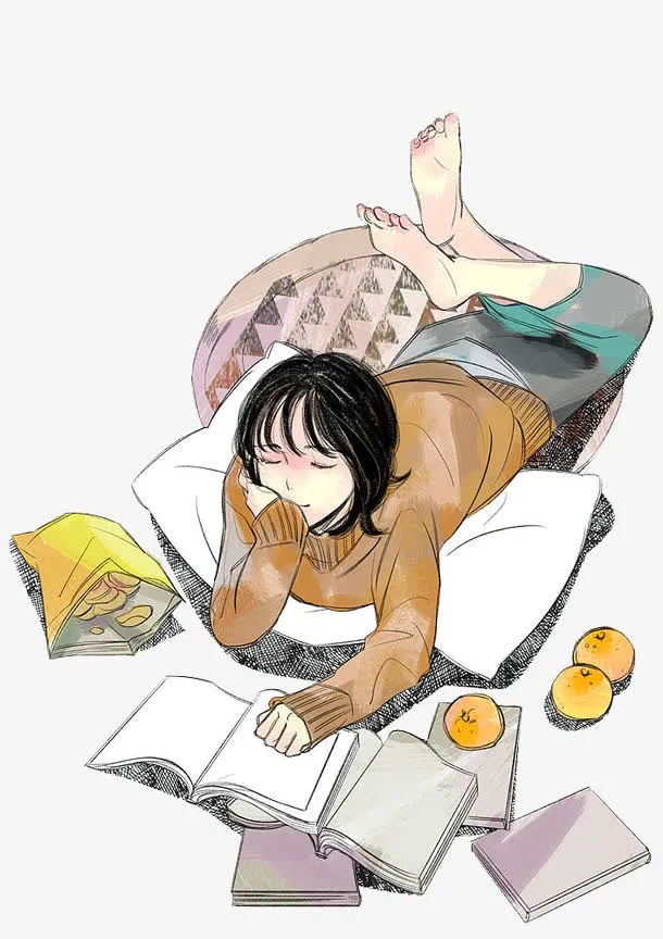 动画风格放松心情休假免抠