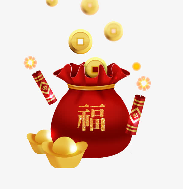 卡通红色福袋免抠图免抠