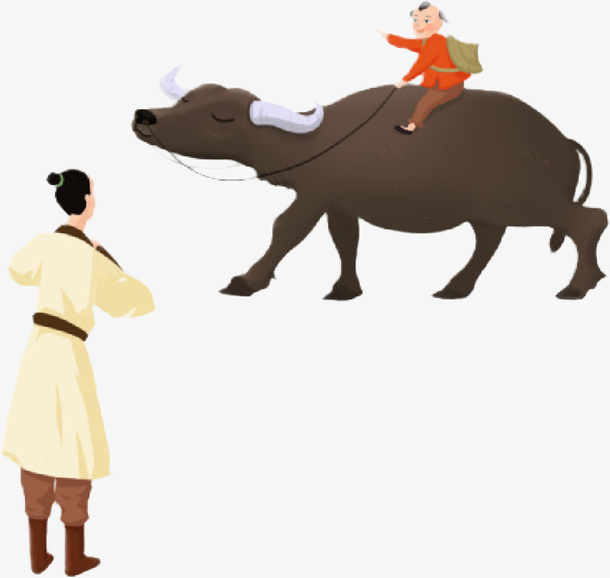 手绘清明问路免抠
