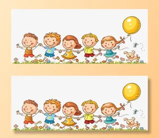 排队去玩耍的小朋友免抠