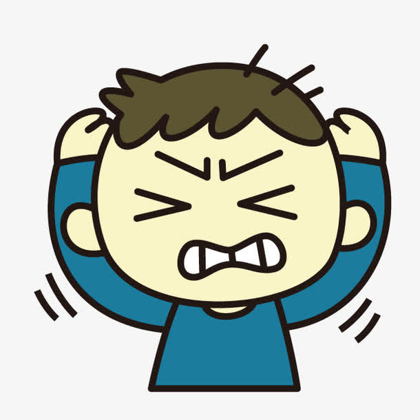卡通男孩抓狂免抠