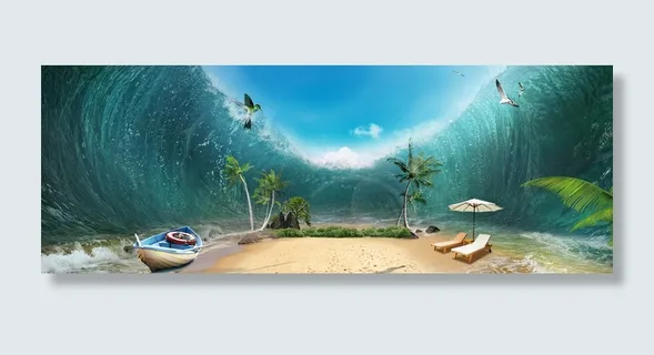 夏季海浪合成海报高清