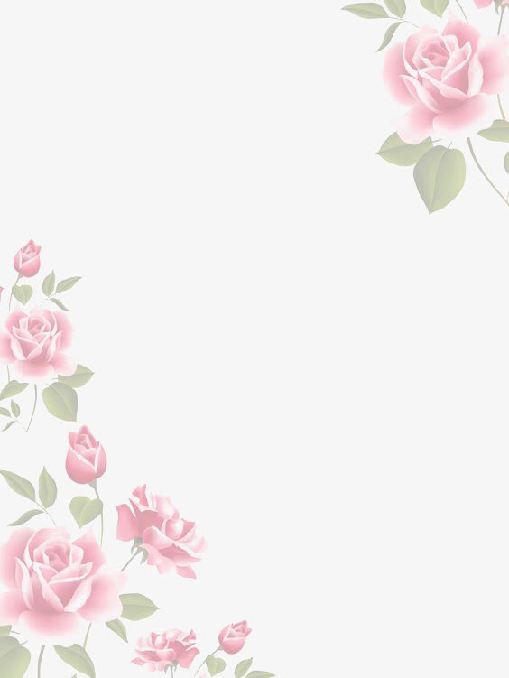 粉色水彩花朵边框免抠