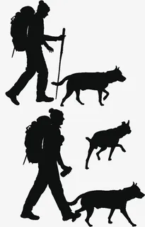 矢量背包客与动物剪影免抠