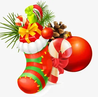 圣诞礼物与松子矢量图免抠