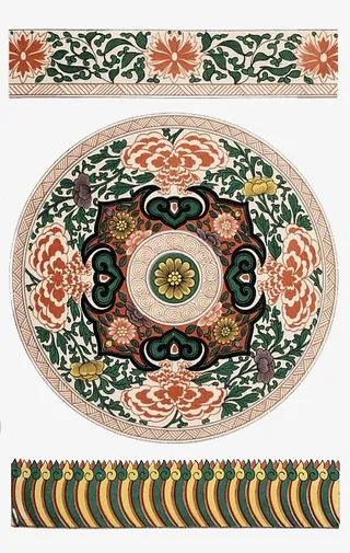 菊花花纹图案圆框免抠