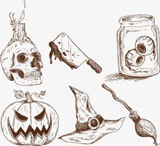 矢量手绘万圣节免抠