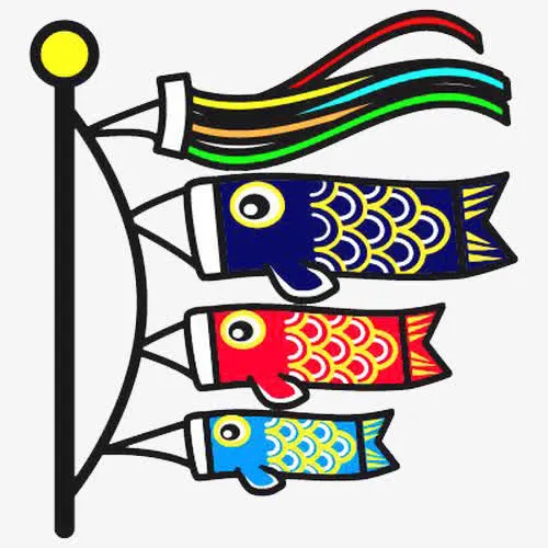 三色鲤鱼旗logo免抠