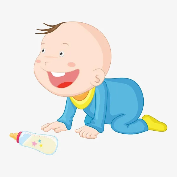 卡通抓奶瓶的婴儿免抠