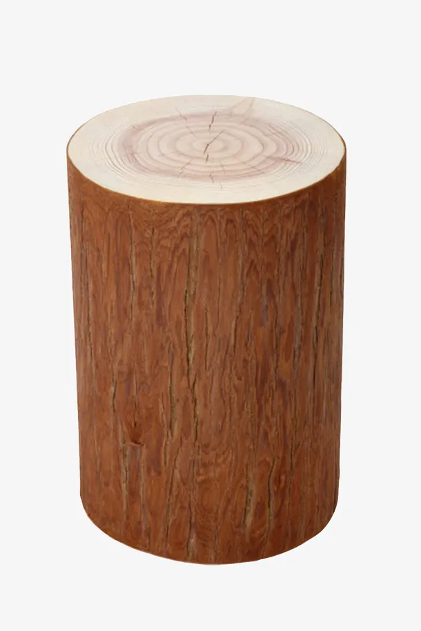 深棕色木墩圆形木头截面实物免抠