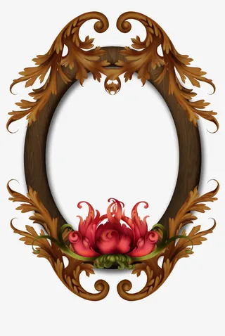 棕色椭圆边框免抠