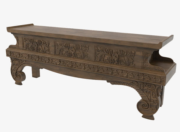 灰棕色长条中式柜子免抠