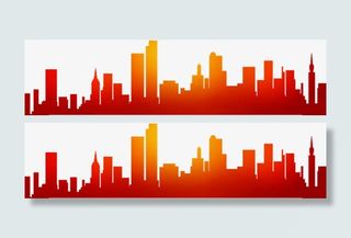 红色城市远景图片免抠