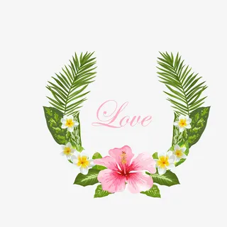 春天彩色花卉标签免抠