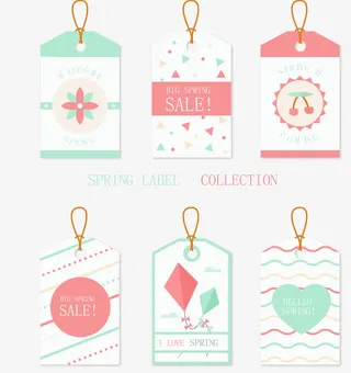 花卉自然可爱的春天植物标签贴纸免抠