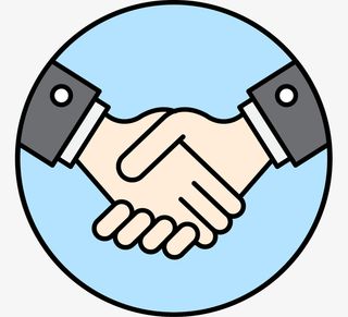 蓝色卡通握手招聘标签免抠