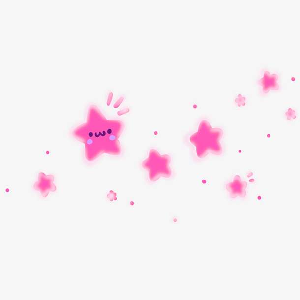 粉红色卡通星星效果元素免抠