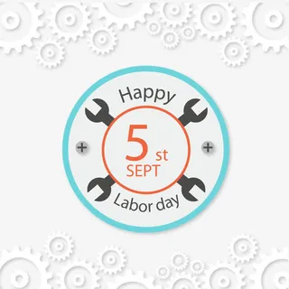 矢量劳动节徽章扳手免抠