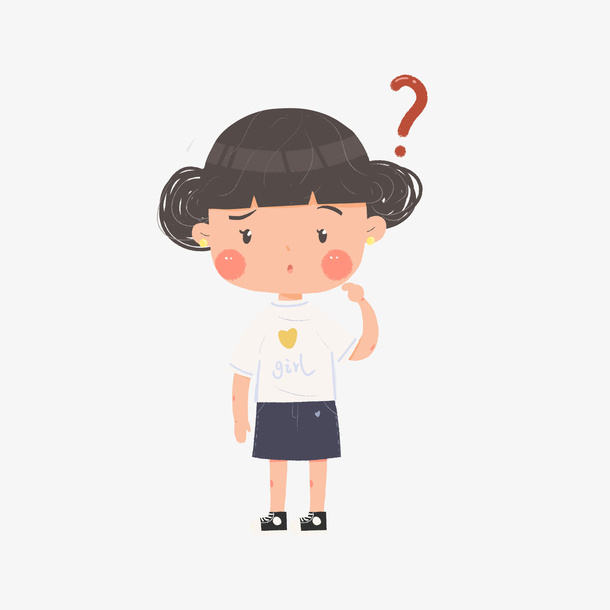 思考疑问的小女生免抠