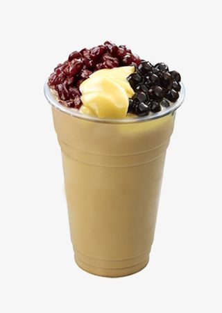 红豆布丁奶茶实物免抠