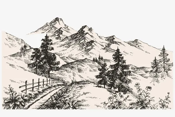 速写山岭免抠