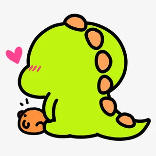 绿色卡通小恐龙装饰图案免抠