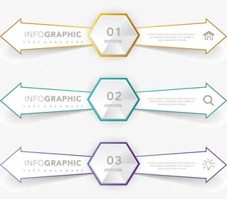 六边形左右箭头步骤图免抠