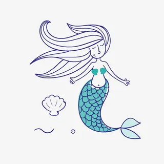 蓝色美人鱼矢量图免抠