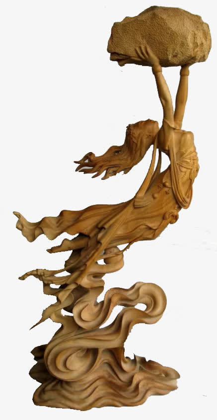 女娲补天木雕免抠