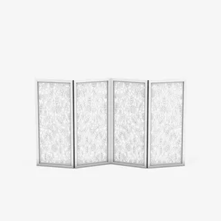 白色花纹日式屏风免抠