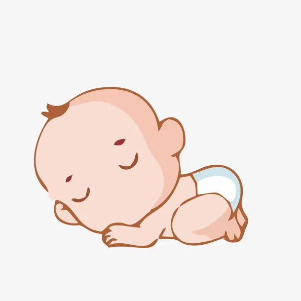 熟睡卡通婴儿手绘免抠