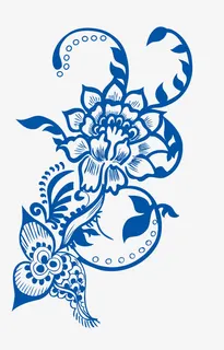 古典青花瓷牡丹花纹免抠 古典青花瓷牡丹花纹免抠