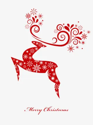 用红纸剪的小鹿免抠