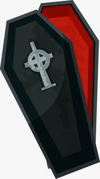 黑色吸血鬼棺材免抠