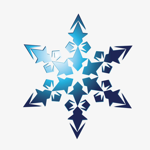 蓝色六角形雪花图标免抠