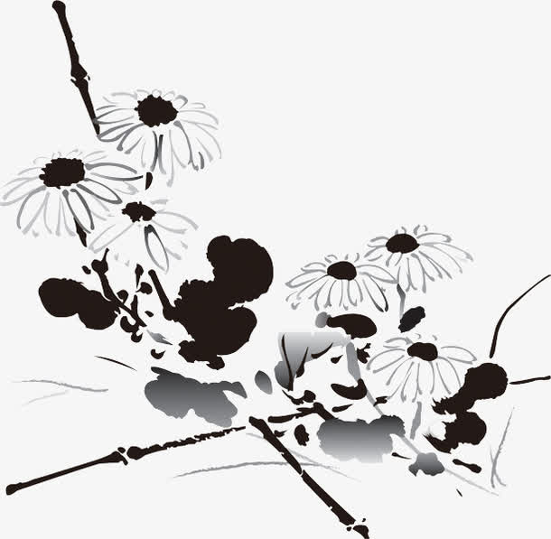 水墨荷花免抠