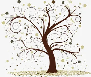 矢量秋天落叶的大树免抠