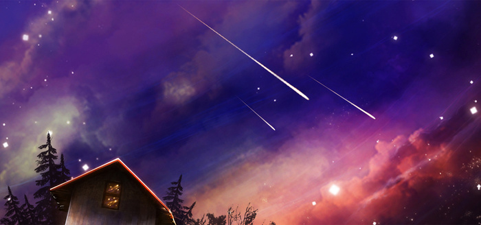 浪漫的流星雨夜空高清