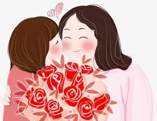母亲节卡通手绘插画免抠
