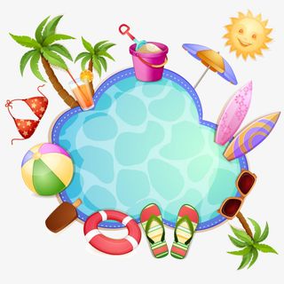 遮阳伞椰子树人字拖游泳圈夏天4 元素 PNG 素材 夏 立夏免抠