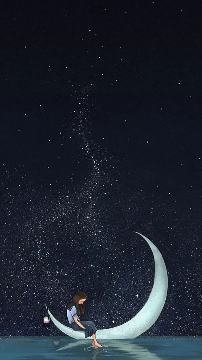 梦幻月亮女孩背景高清
