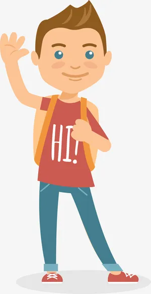 打招呼的可爱小男孩免抠