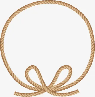 黄色蝴蝶结绳子圆圈免抠