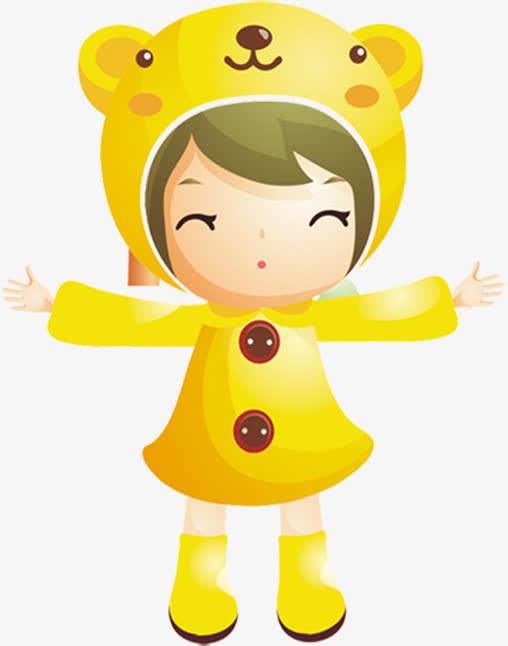 手绘黄色老虎女生免抠