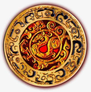 圆形黄色盘龙中秋月饼免抠