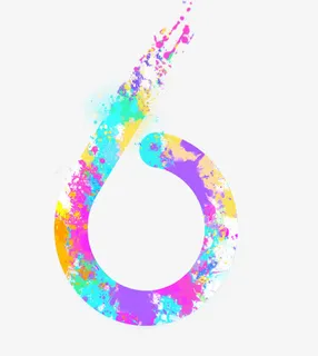 彩色绚丽色彩数字6免抠