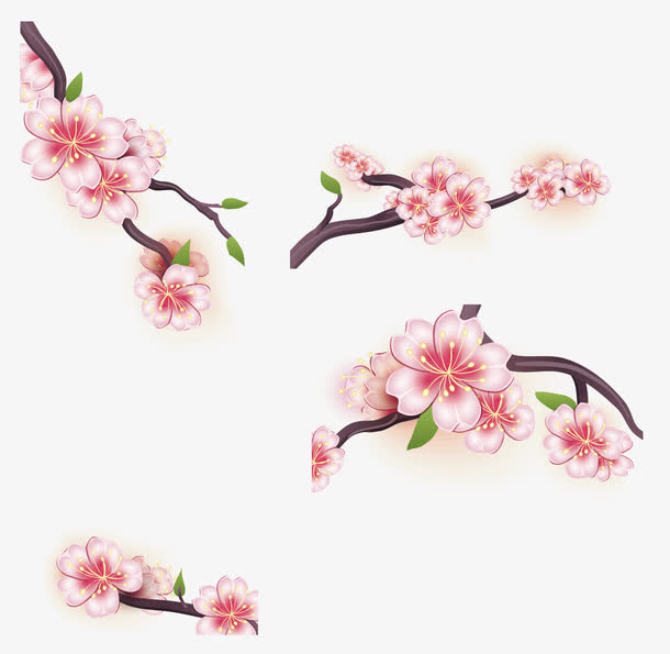 卡通樱花树枝免抠