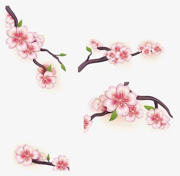 卡通樱花树枝免抠