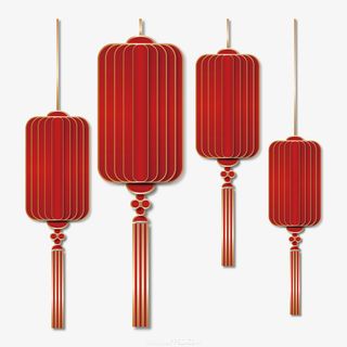 国潮复古灯笼春节装饰元素图免抠