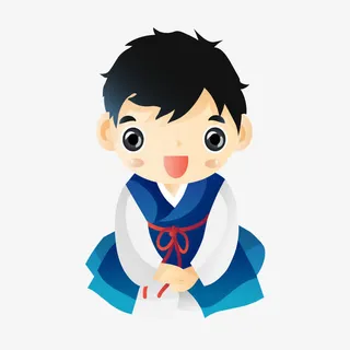 韩国风格卡通娃娃矢量图免抠